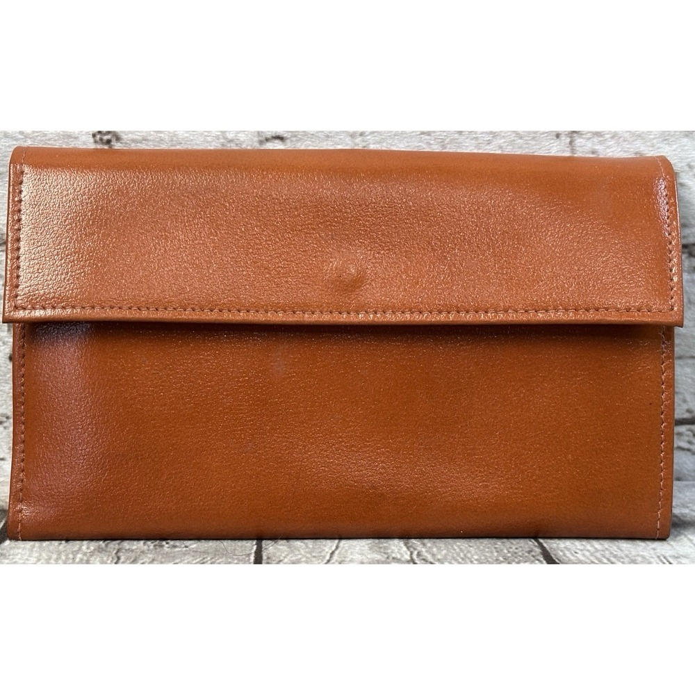 Vintage Baronet Genuine Leather Wallet Burnt Orange Bifold Clutch‎ Checkbook